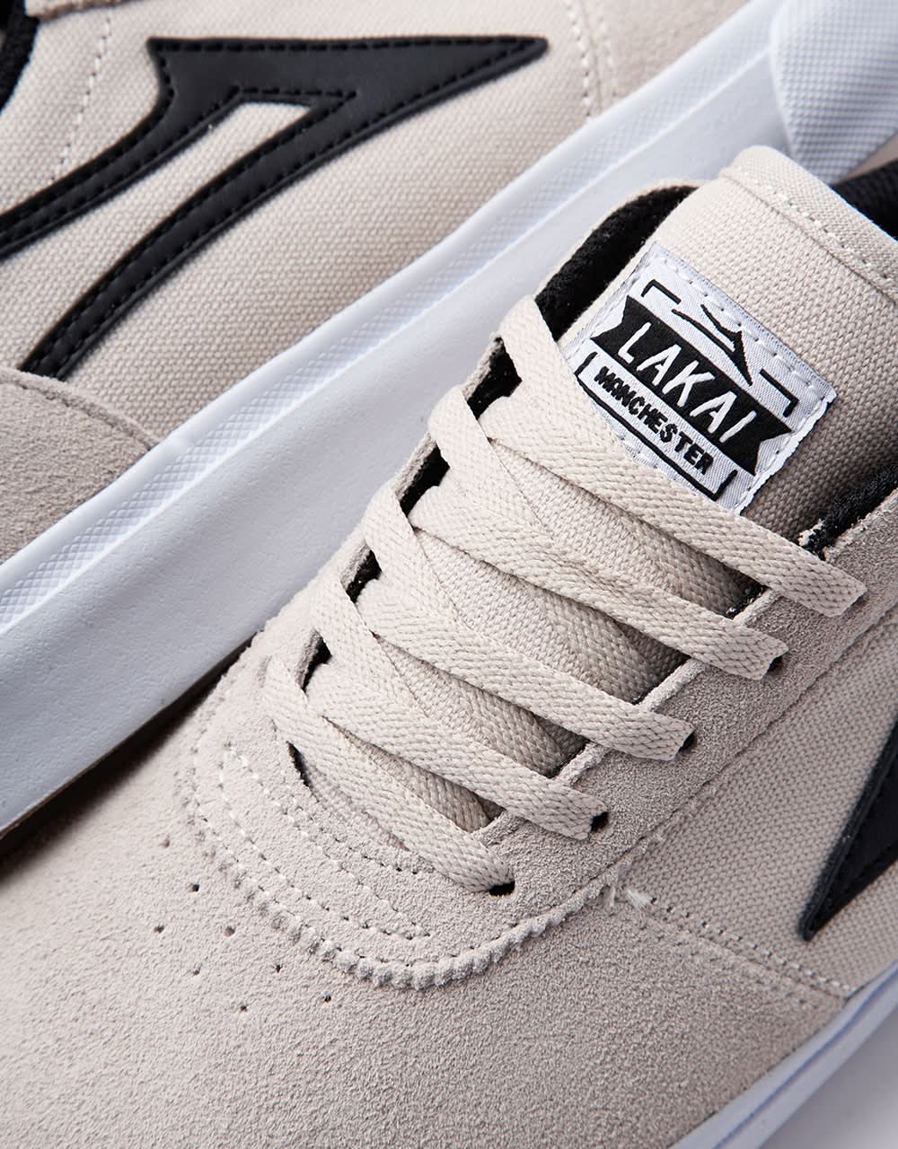 Lakai Manchester Skate Shoes - White/Black Suede