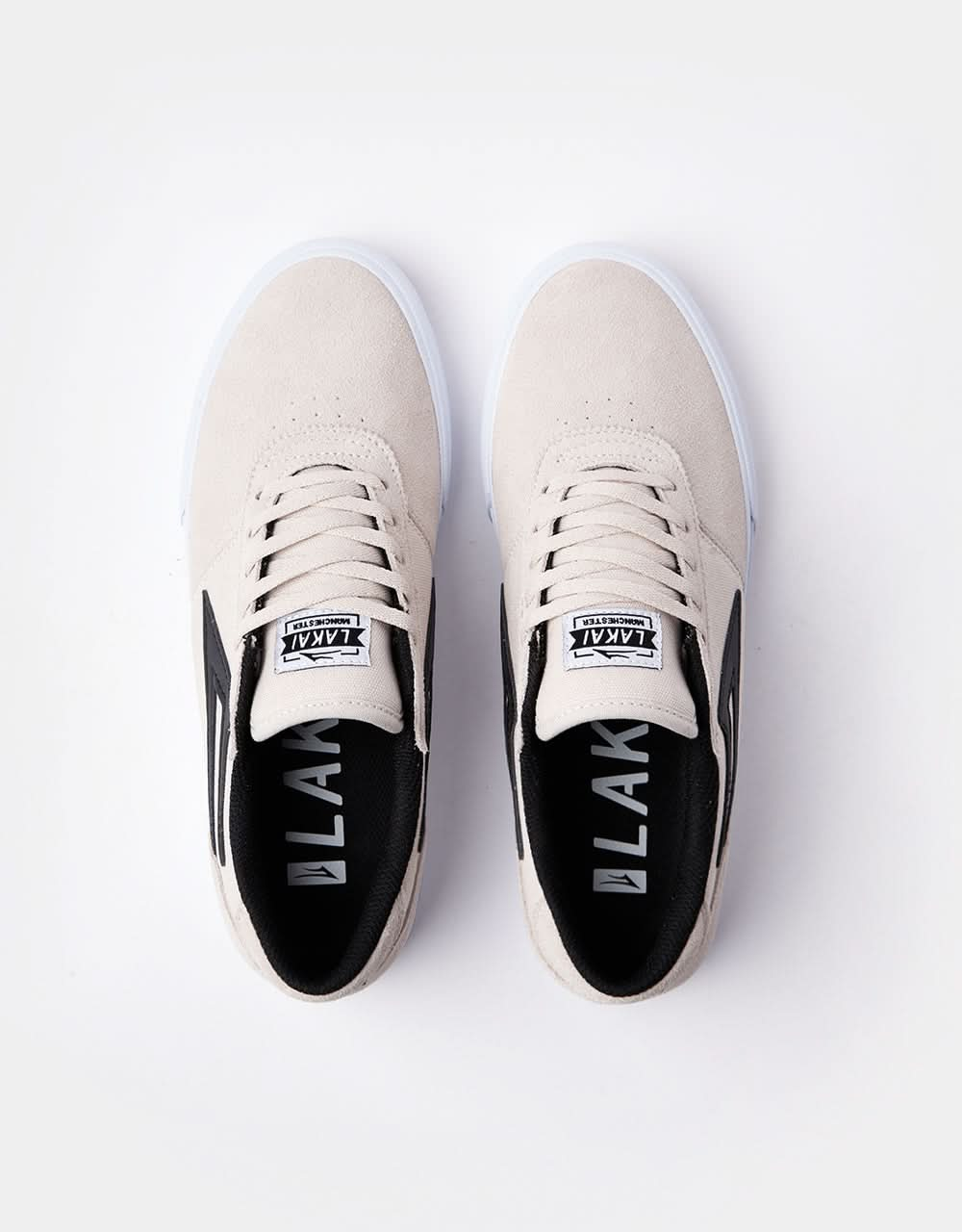 Lakai Manchester Skate Shoes - White/Black Suede