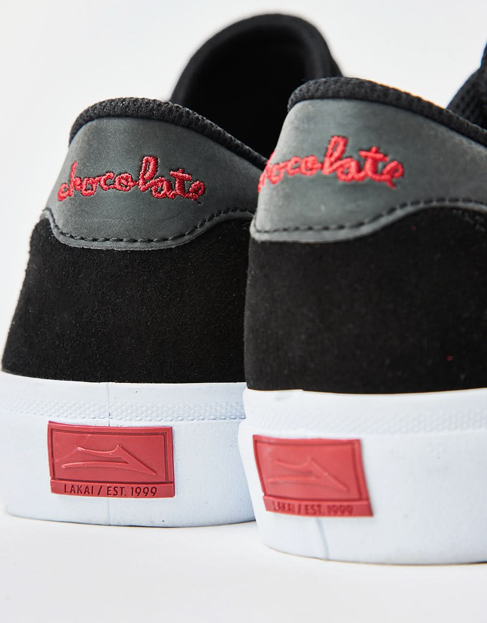 Scarpe da skate Lakai x Chocolate Flaco II - Pelle scamosciata nera/rossa