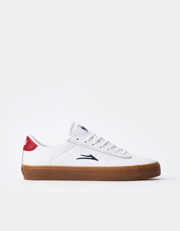 Zapatos de skate Lakai Newport - Blanco/Cuero goma