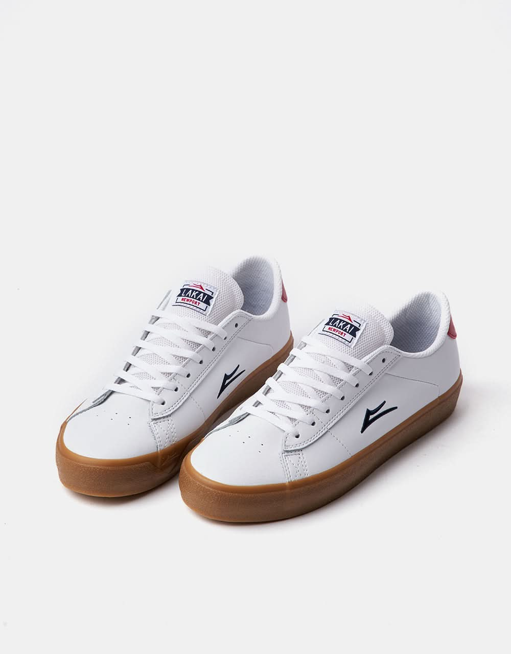 Lakai Newport Skate Shoes - White/Gum Leather