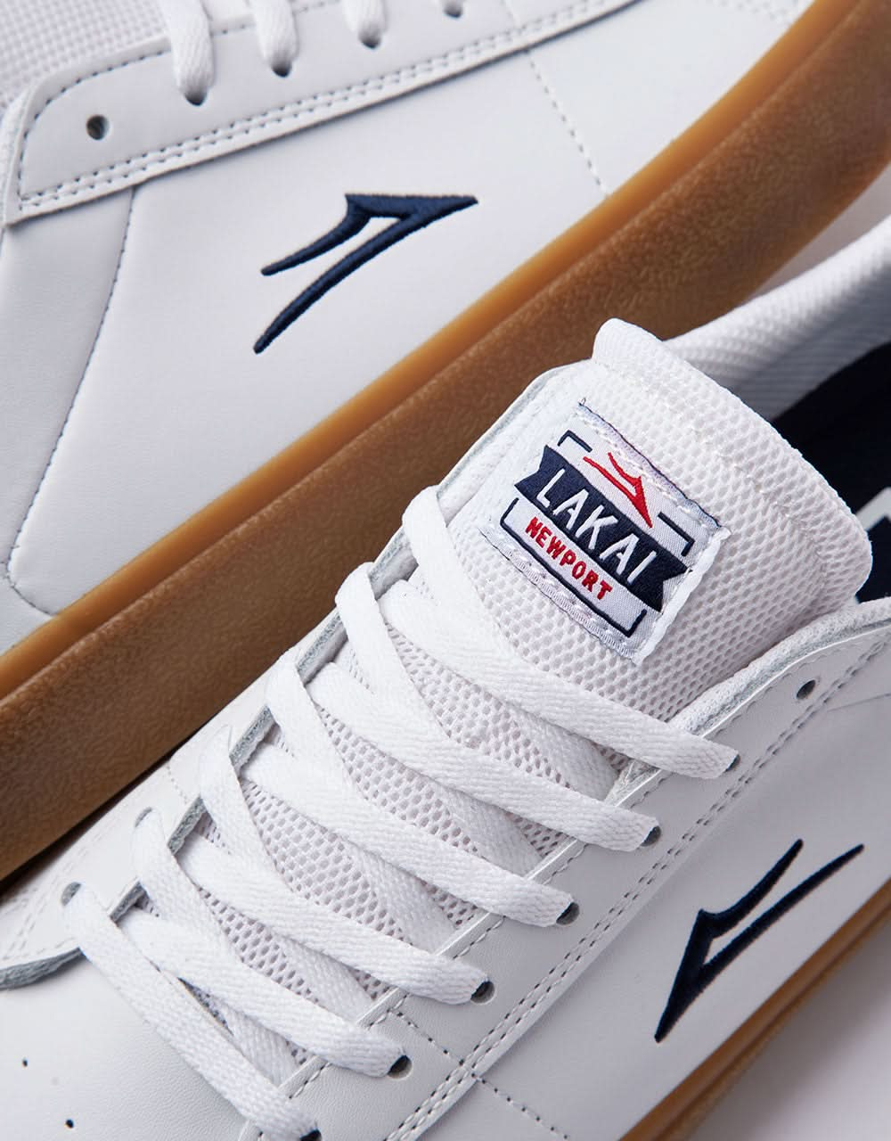 Lakai Newport Skate Shoes - White/Gum Leather