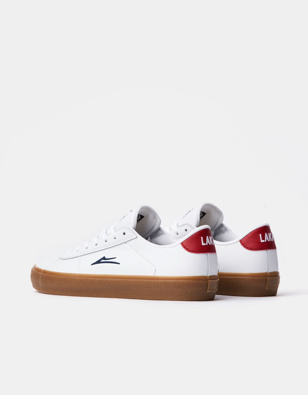 Lakai Newport Skate Shoes - White/Gum Leather