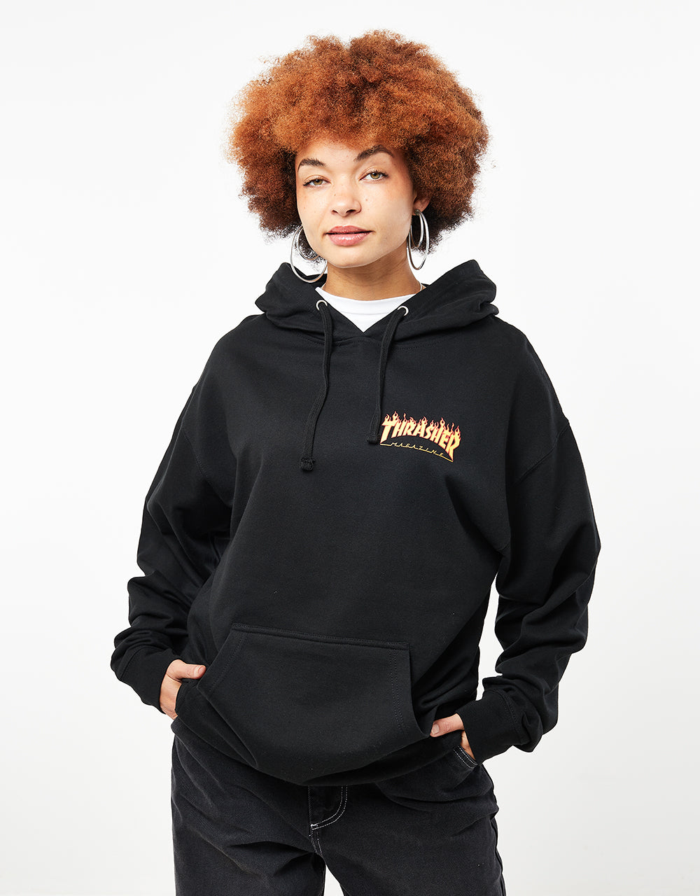 Sweat à capuche Femme Santa Cruz x Thrasher Flame Dot - Noir