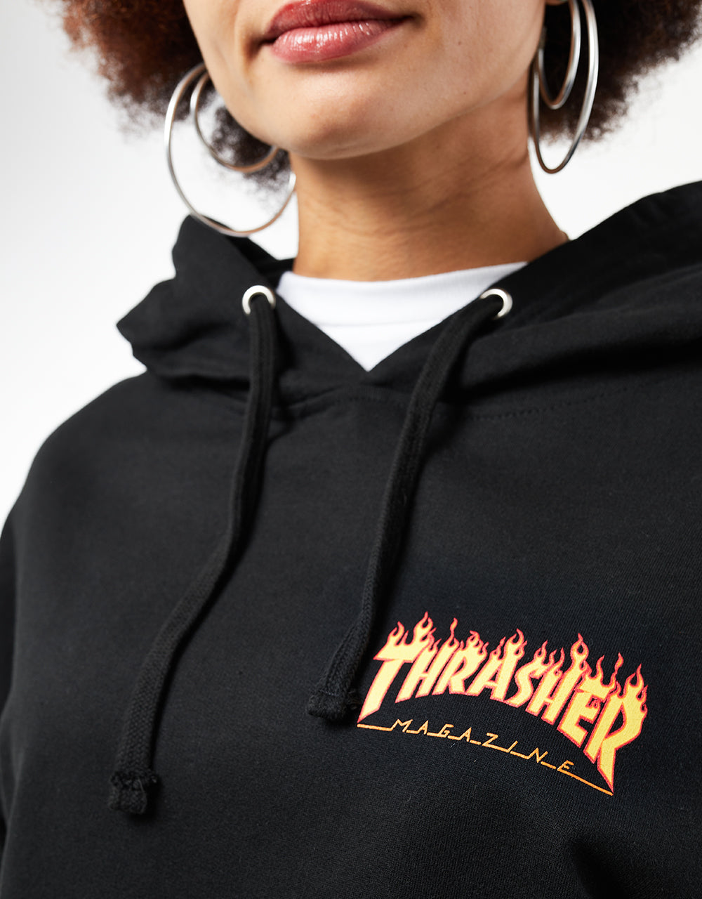 Sweat à capuche Femme Santa Cruz x Thrasher Flame Dot - Noir