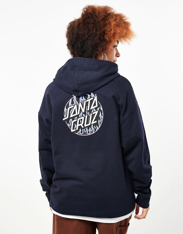 Sweat à capuche Femme Santa Cruz x Thrasher Flame Dot - Marine