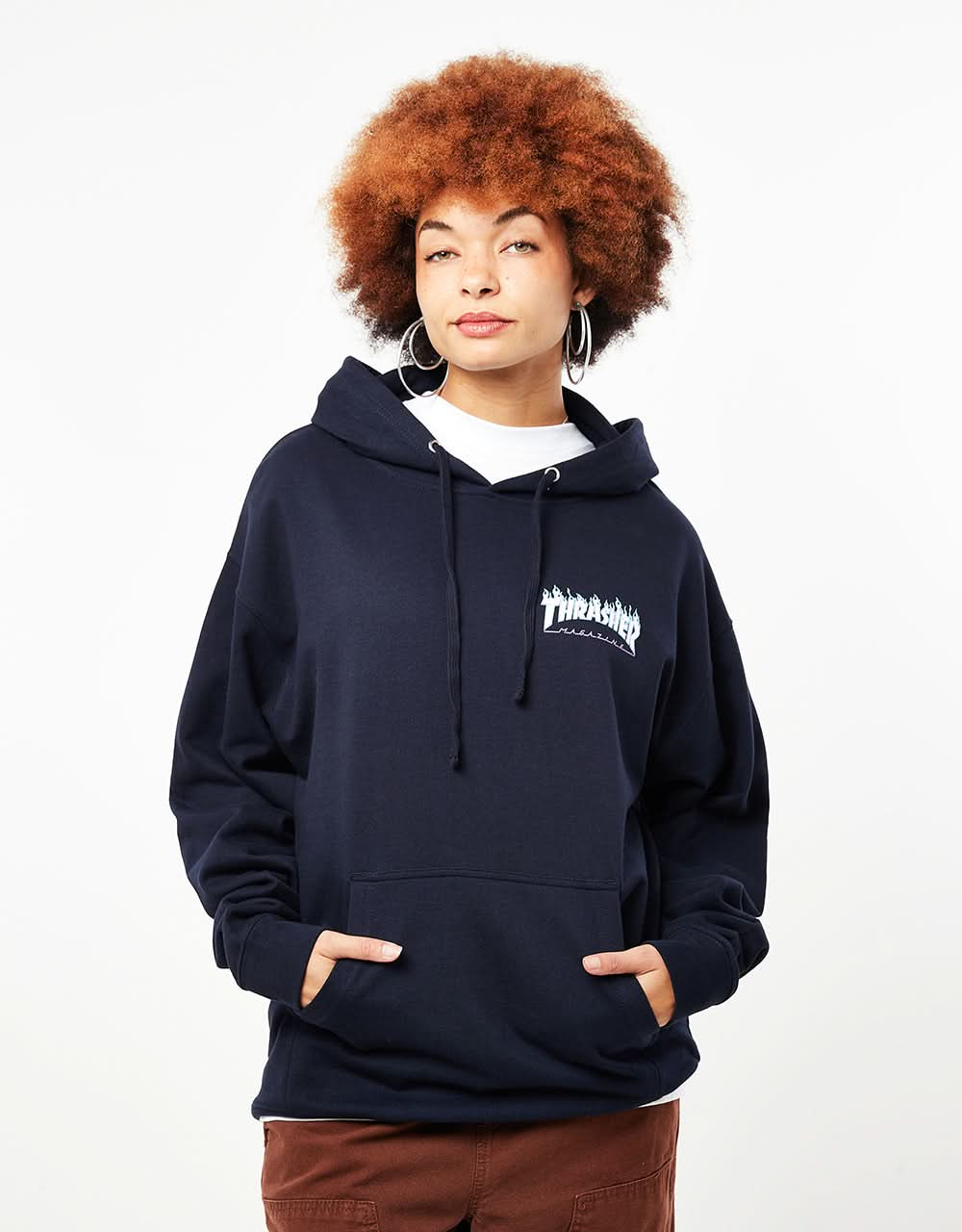 Santa Cruz x Thrasher Womens Flame Dot Pullover Hoodie - Navy