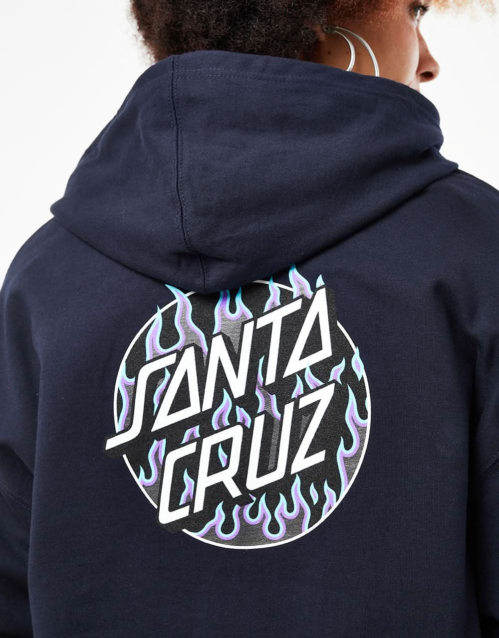 Santa Cruz x Thrasher Womens Flame Dot Pullover Hoodie - Navy