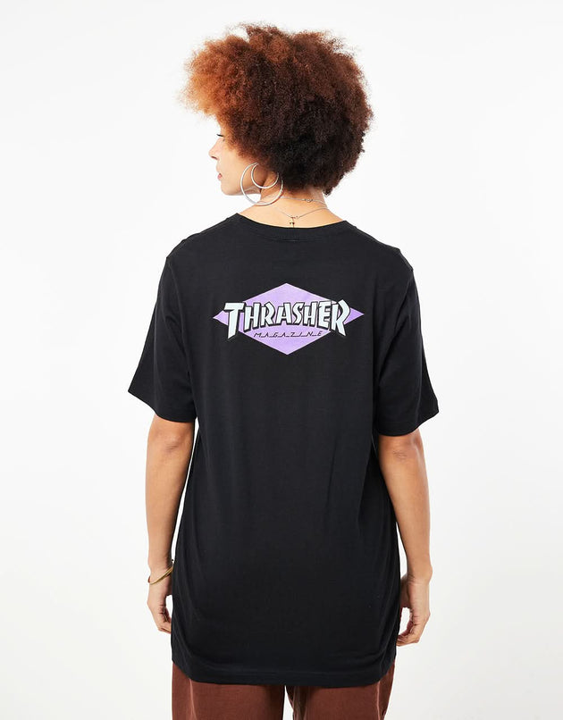 Santa Cruz x Thrasher Damen Diamond Dot Boyfriend T-Shirt – Schwarz