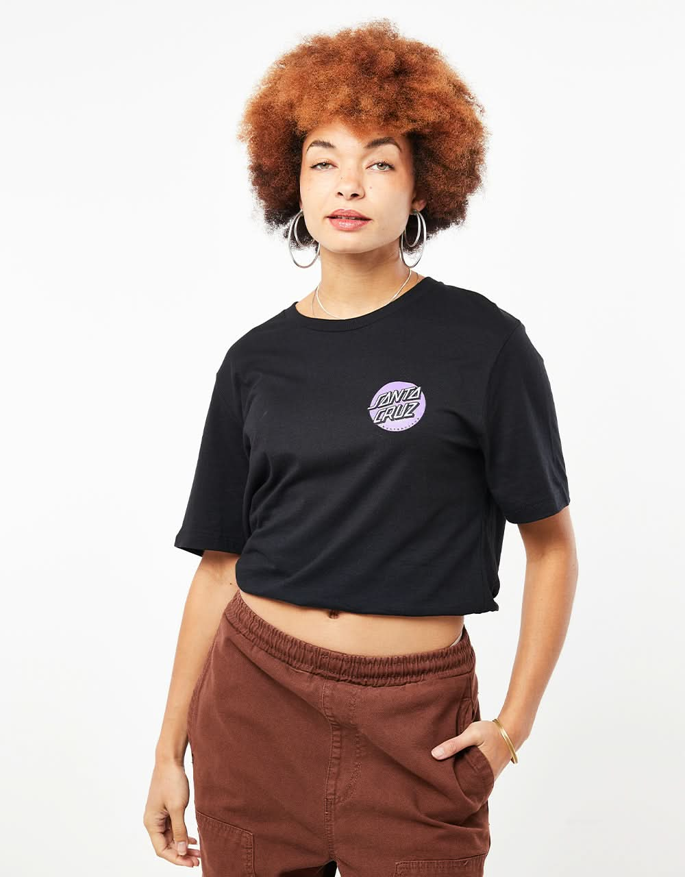 Camiseta estilo Boyfriend para mujer Santa Cruz x Thrasher Diamond Dot - Negro