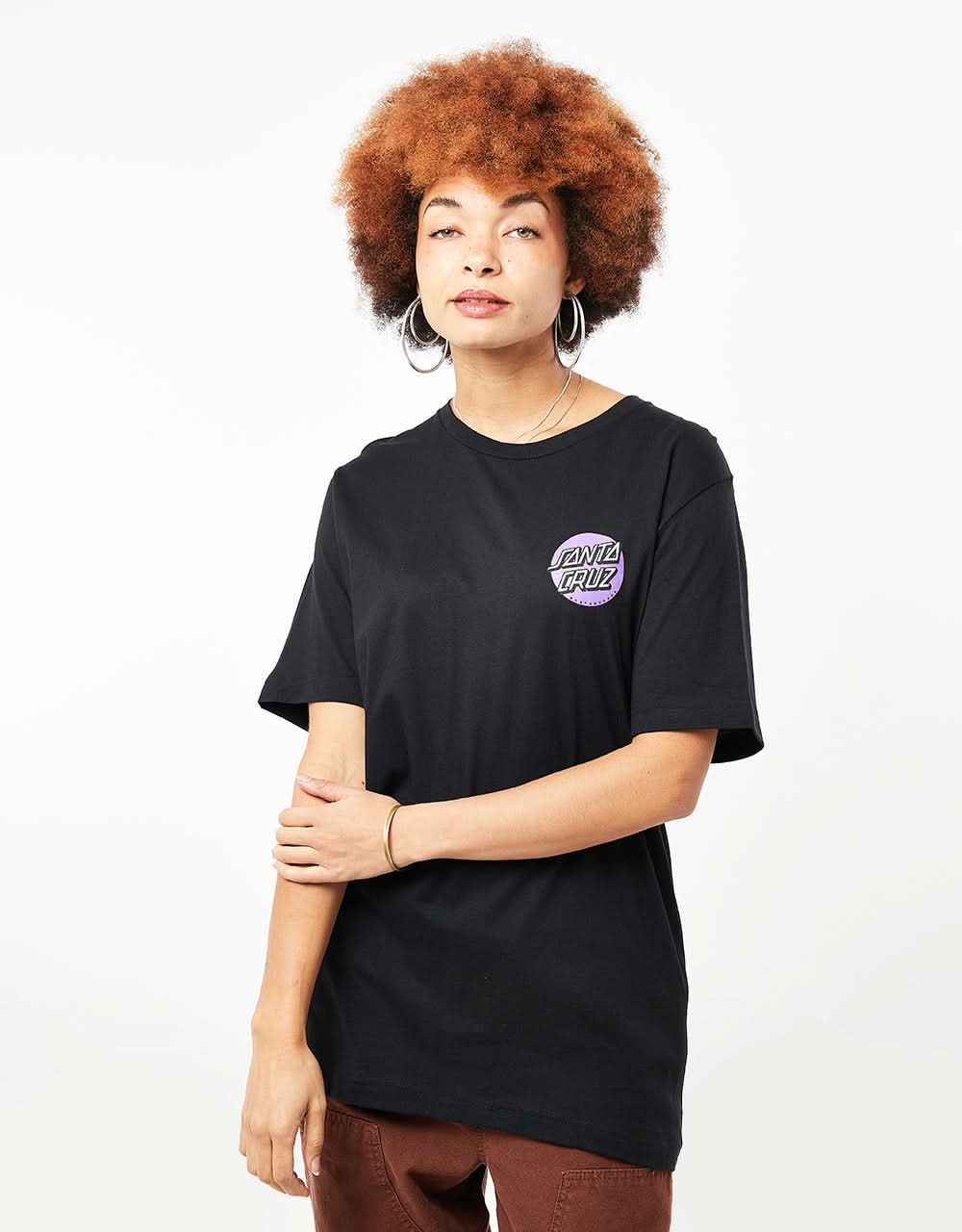 Camiseta estilo Boyfriend para mujer Santa Cruz x Thrasher Diamond Dot - Negro