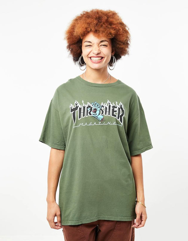 T-Shirt Femme Santa Cruz x Thrasher Screaming Flame Logo - Mousse