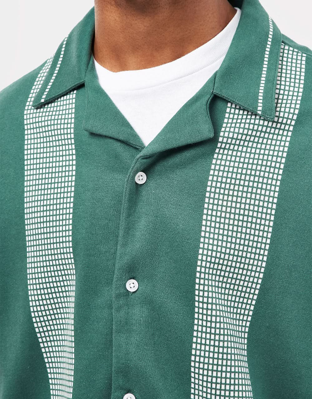 Brixton Bunker Jacquard S/S Knitted Shirt - Trekking Green