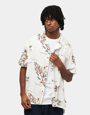 Brixton Bunker Slub S/S Woven Shirt - Off White/Map