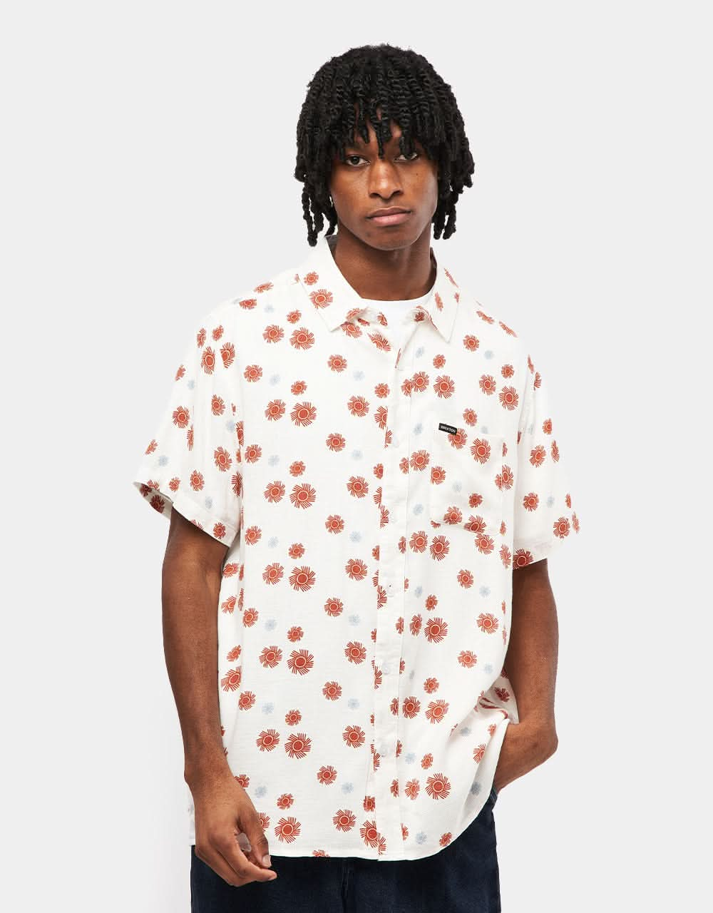 Brixton Charter Slub S/S Woven Shirt - Off White Sol