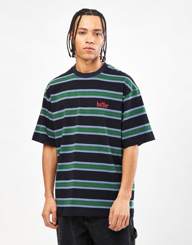 Butter Goods Stripe T-Shirt - Forest/Navy