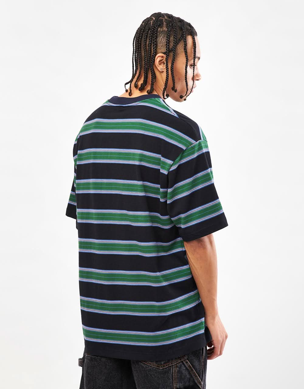 Butter Goods Stripe T-Shirt - Forest/Navy