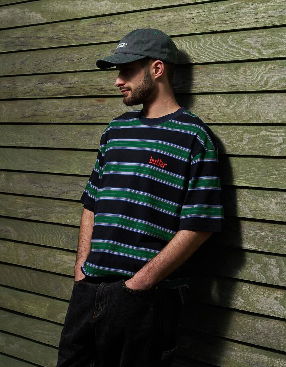 Butter Goods Stripe T-Shirt - Forest/Navy