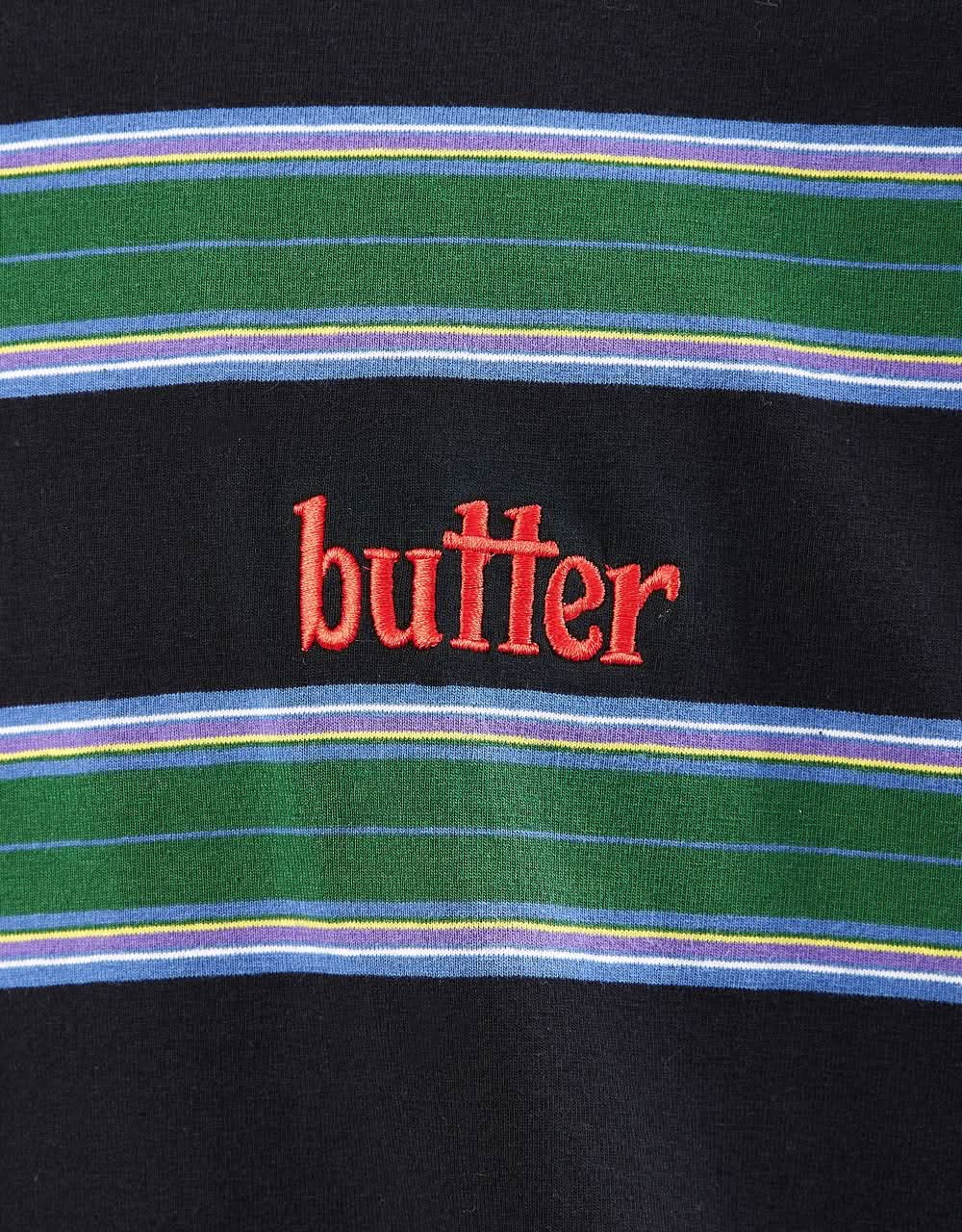 T-shirt a righe Butter Goods - Foresta/Blu scuro