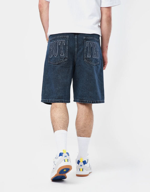 Butter Goods Applique Denim Shorts - Acid Indigo