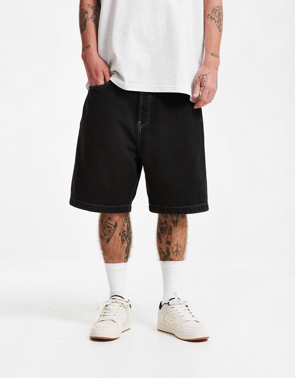 DC Worker Baggy Denim Short – Schwarz getönt