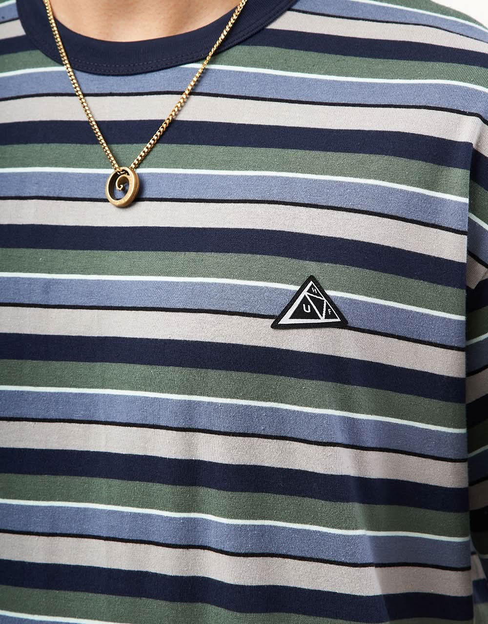 T-shirt rilassata in maglia HUF Triple Triangle S/S - Blu petrolio