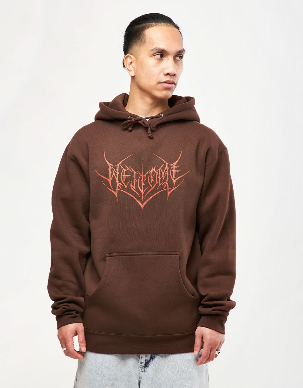 Welcome Big Splinter Printed Pullover Hoodie - Brown/Red