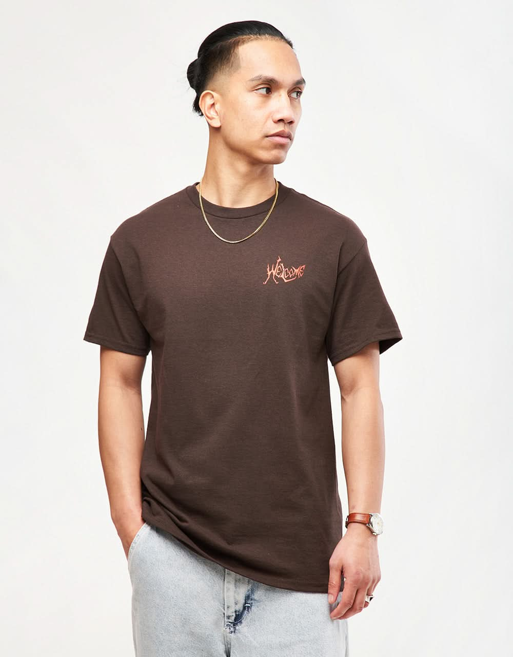 Welcome Twin Spine T-Shirt - Dark Chocolate