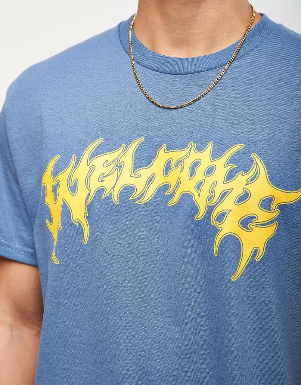 Welcome Barb Printed T-Shirt - Indigo/Yellow