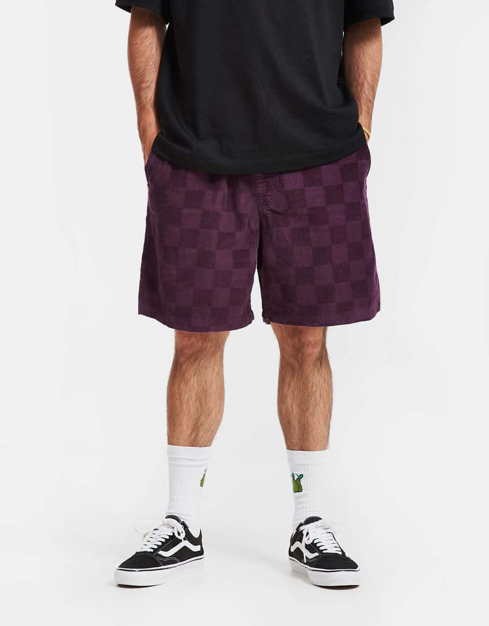 Vans Range Checkerboard Cord Loose Short - Blackberry Wine