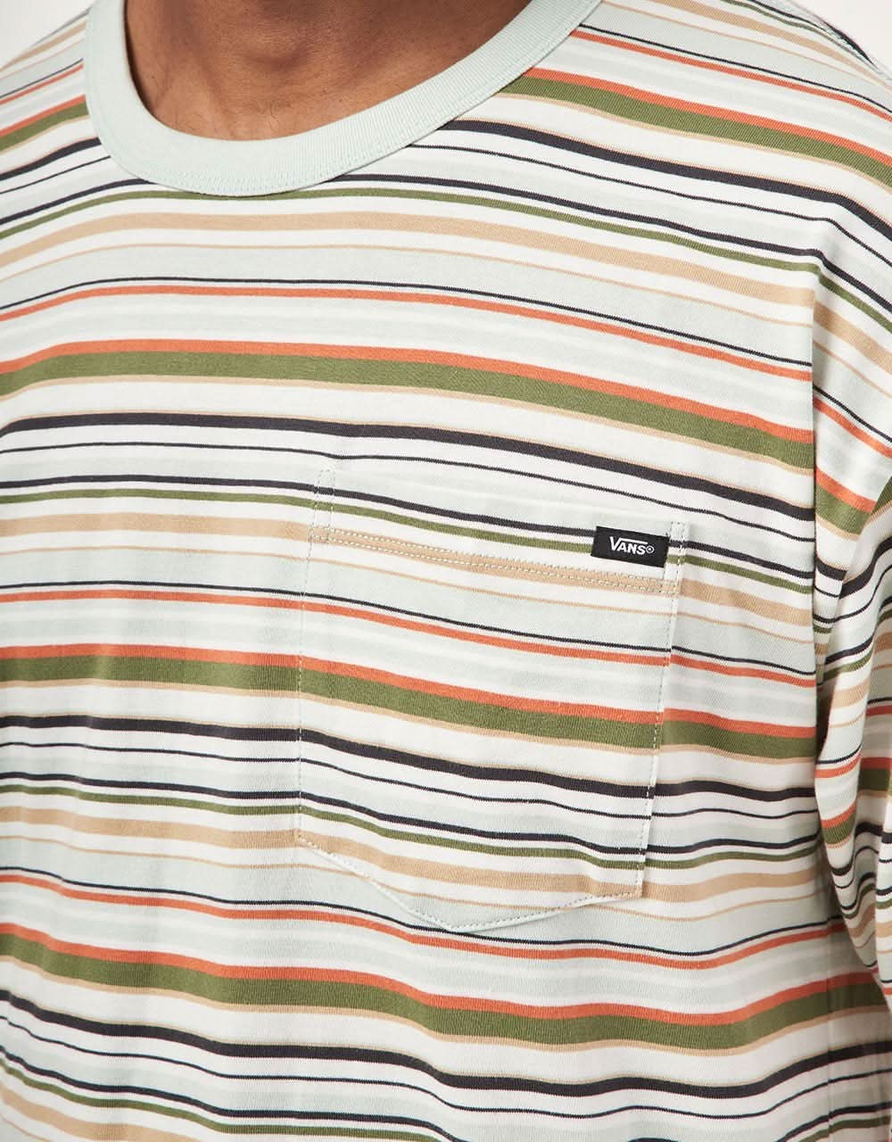 Vans Cullen Striped Pocket T-Shirt - Pale Aqua/Marshmallow