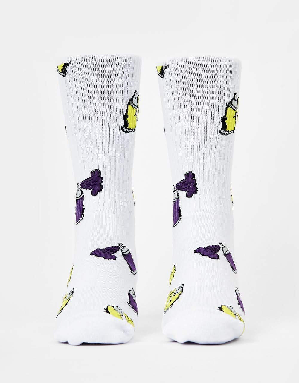 Route One Spray Cans Crew Socks - White