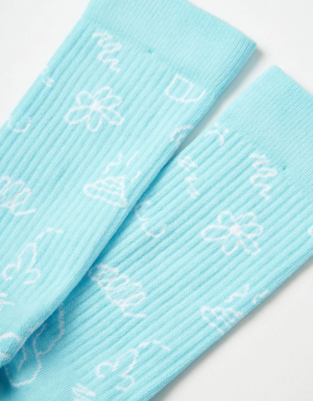 Route One Doodles Crew Socks - Blue