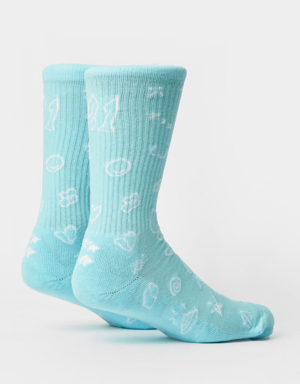 Route One Doodles Crew Socks - Blue