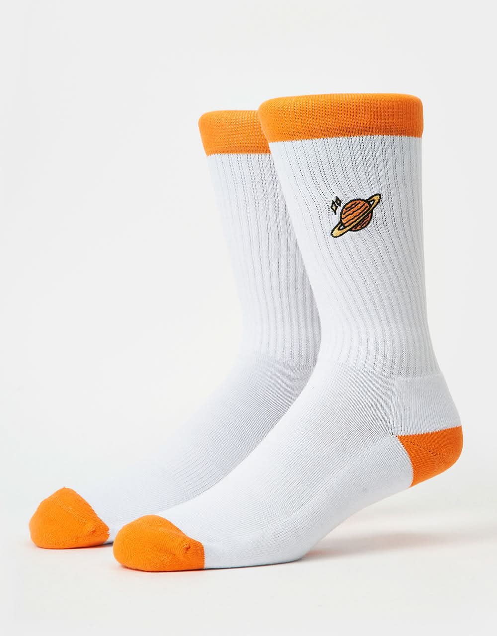 Route One Saturn Embroidered Crew Socks - White