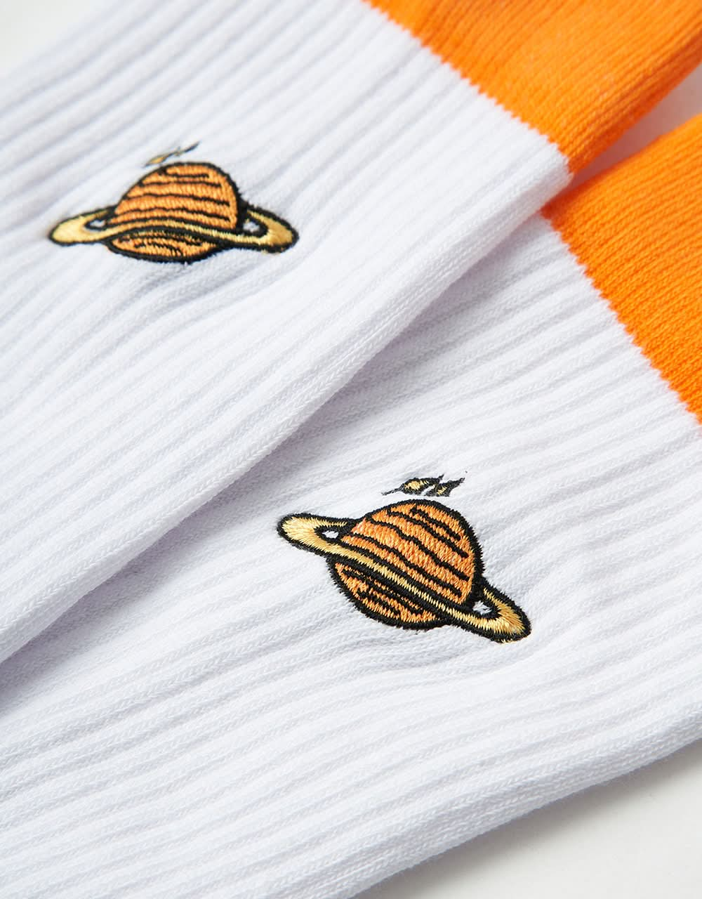 Route One Saturn Embroidered Crew Socks - White