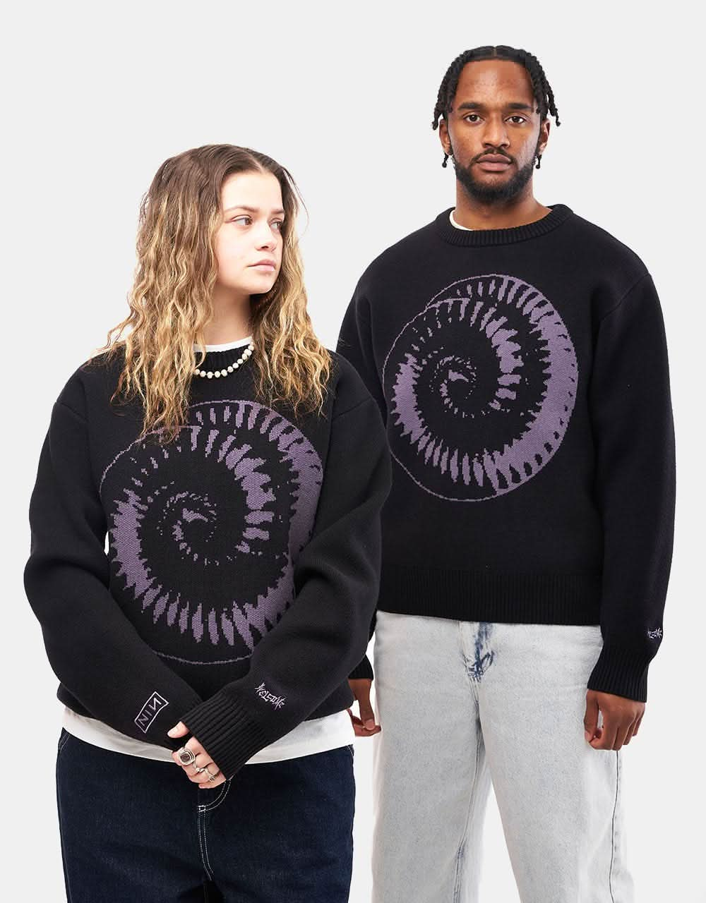 Welcome x Nine Inch Nails Spiral Knit Sweater - Black