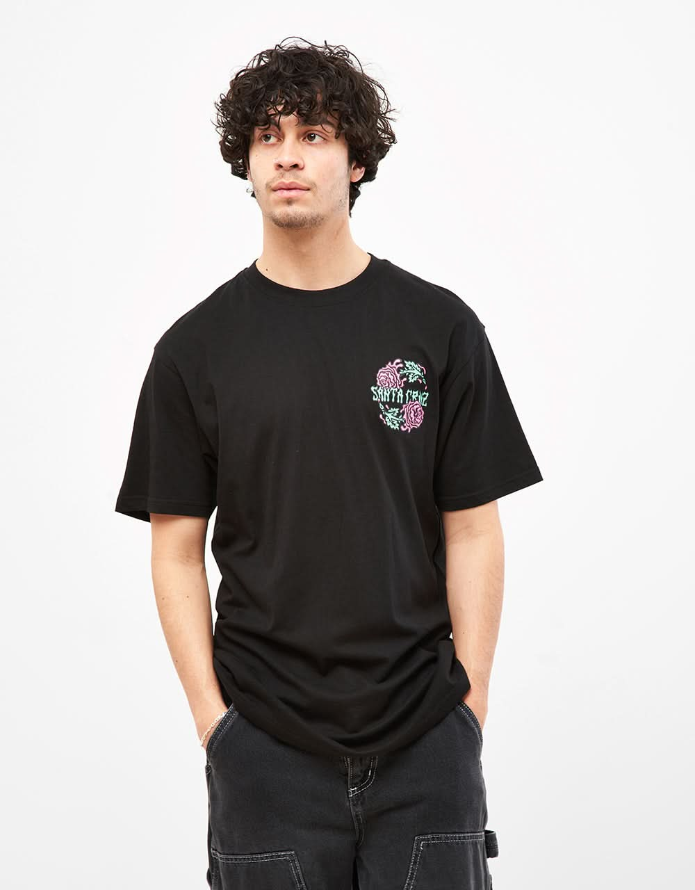 Santa Cruz Dressen Rose Crew Two T-Shirt - Black