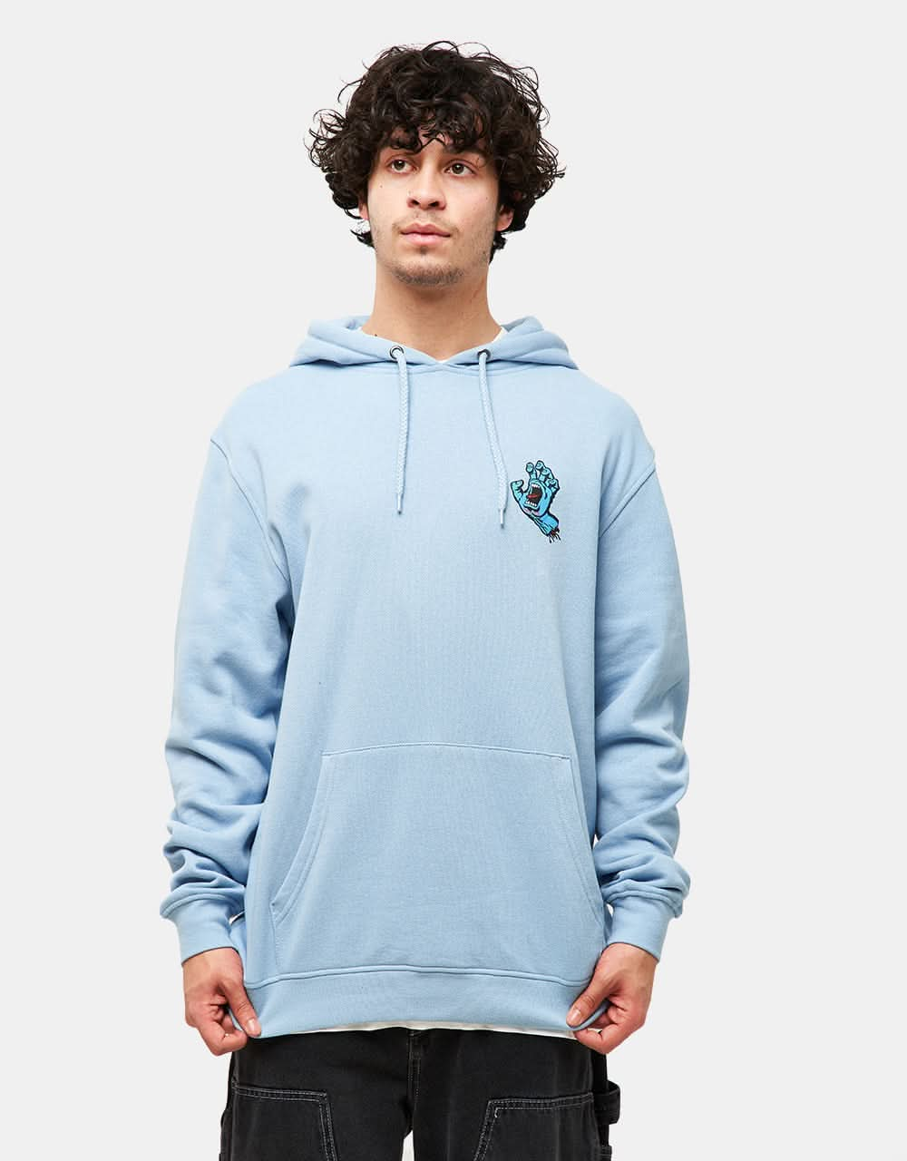 Santa Cruz Screaming Hand Chest Pullover Hoodie - Sky Blue