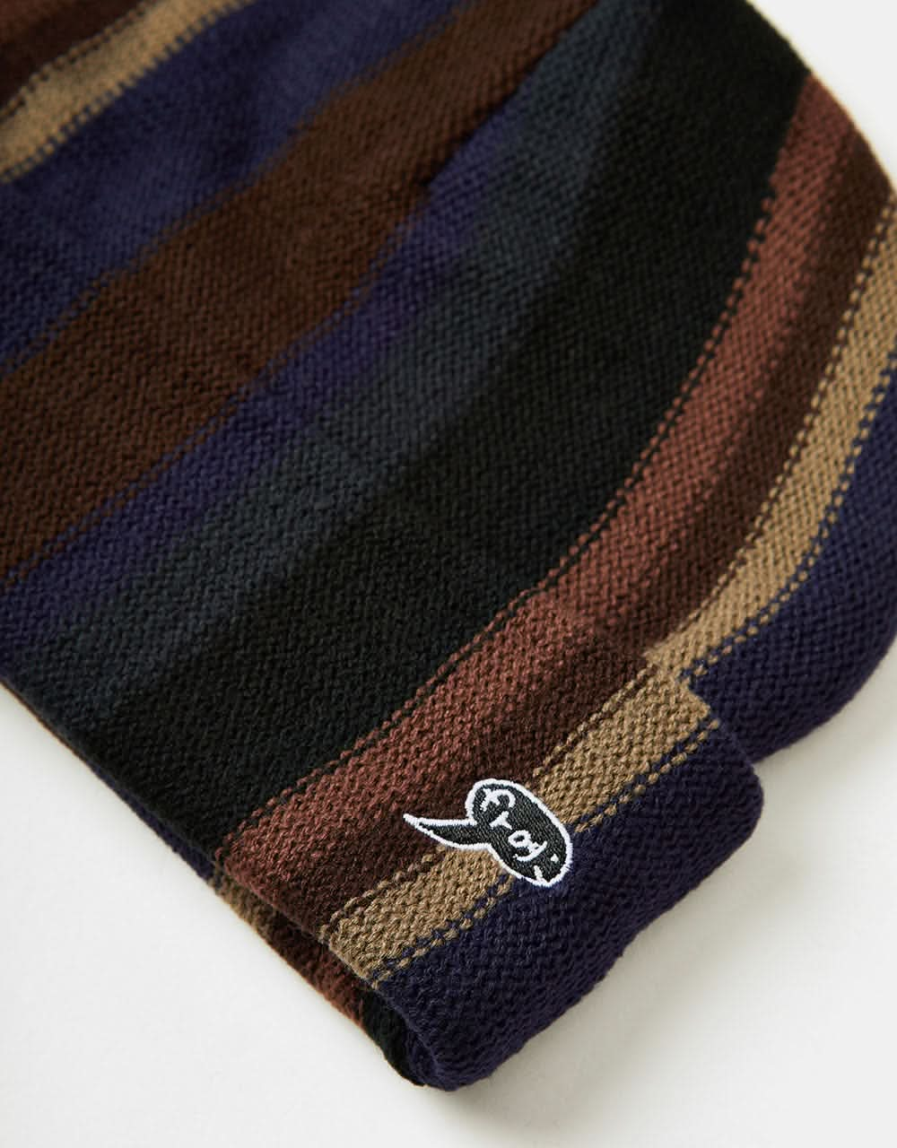 Frog Vertical Stripe Beanie - Navy/Grey