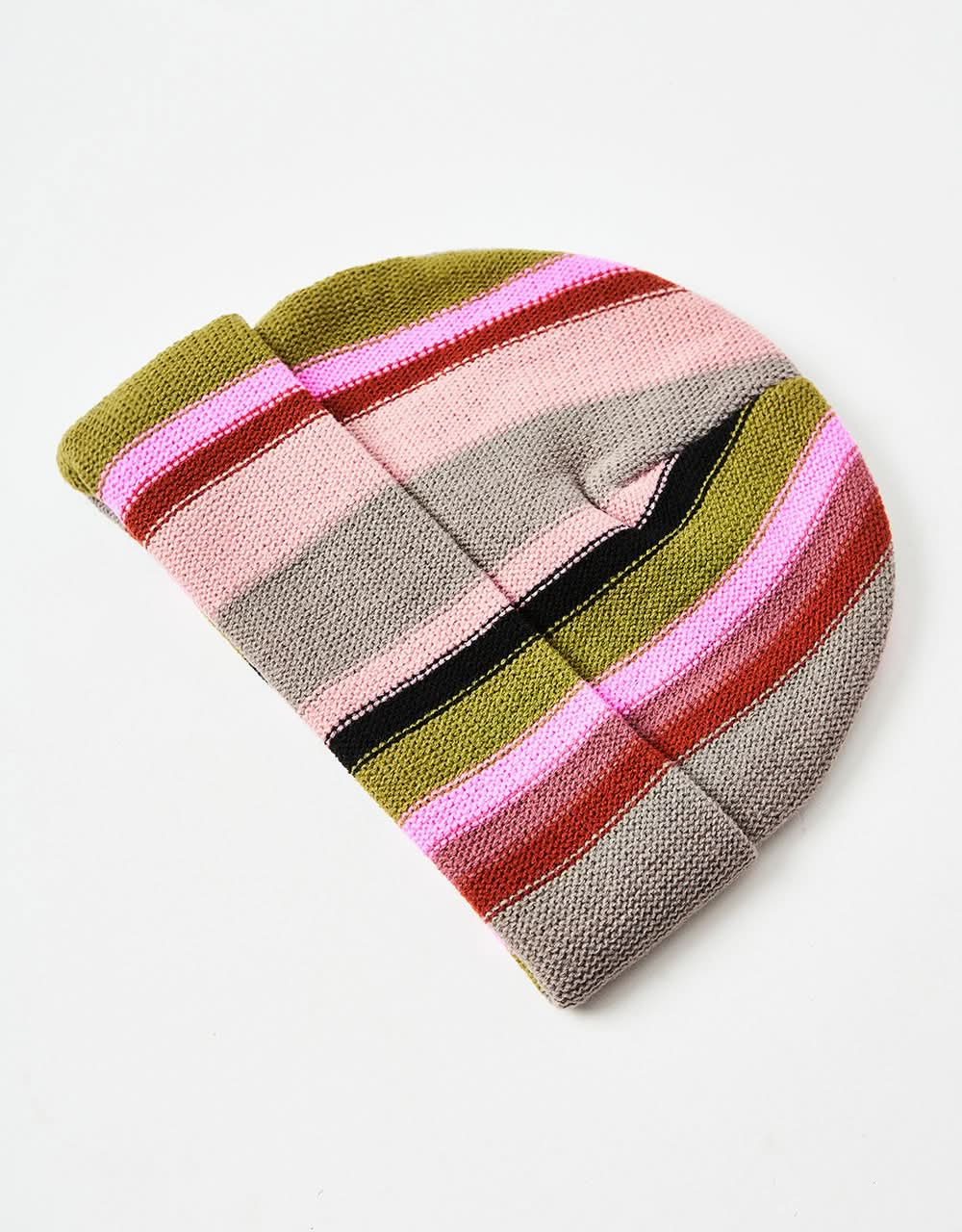 Frog Vertical Stripe Beanie - Grey/Pink