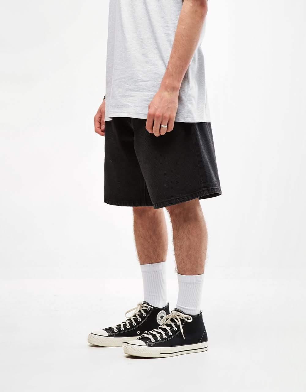 Obey Bigwig Baggy Denim Short - Faded Black