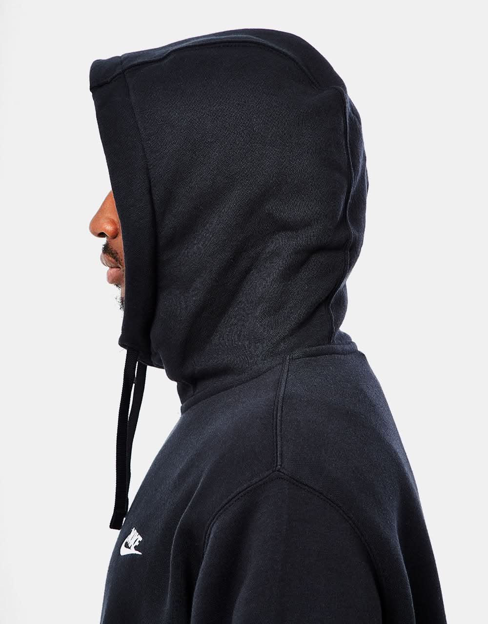 Nike Club Zip Hoodie - Black/Black/White