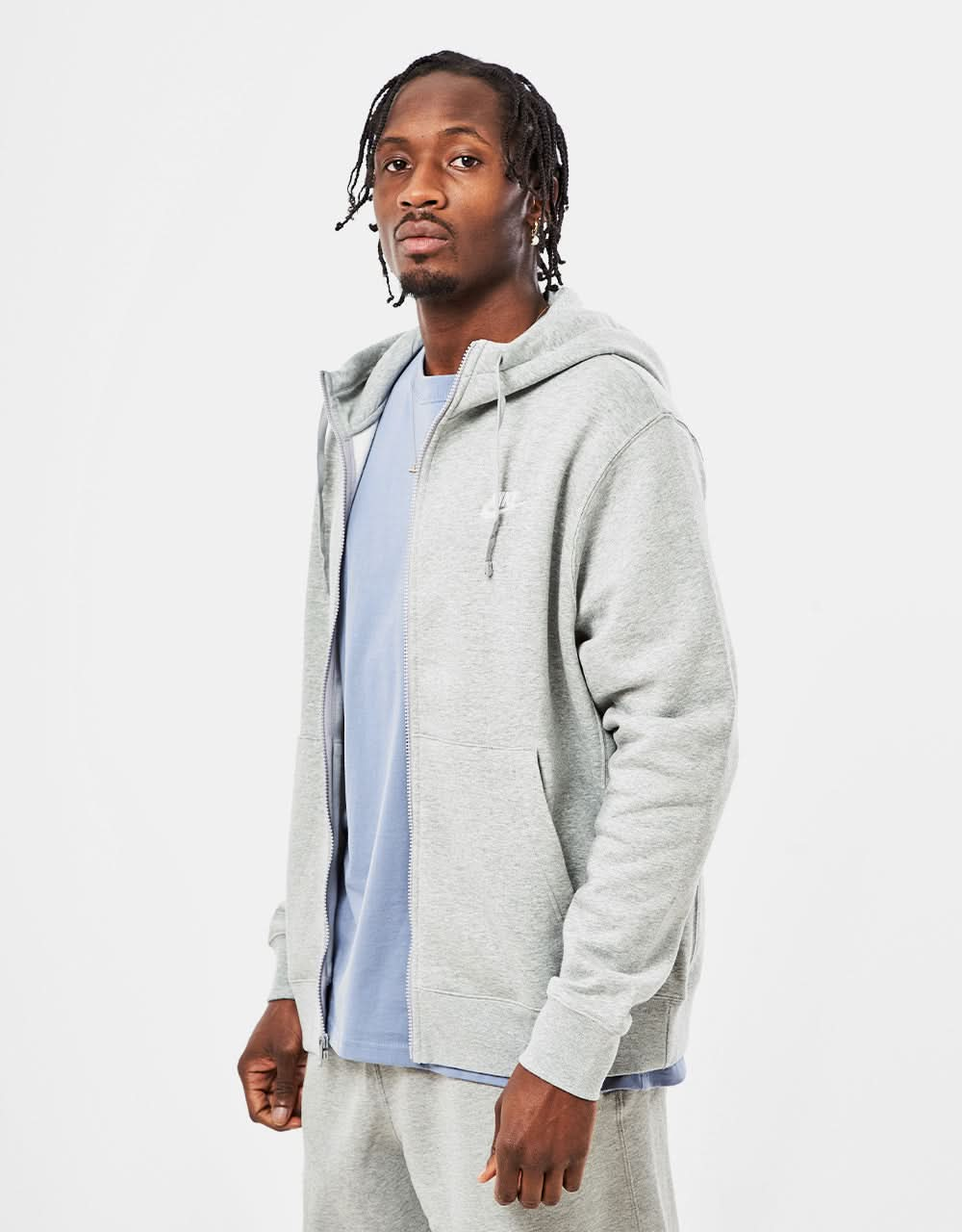 Sweat à capuche Nike Club Zip - Gris foncé chiné/Argent mat/Blanc