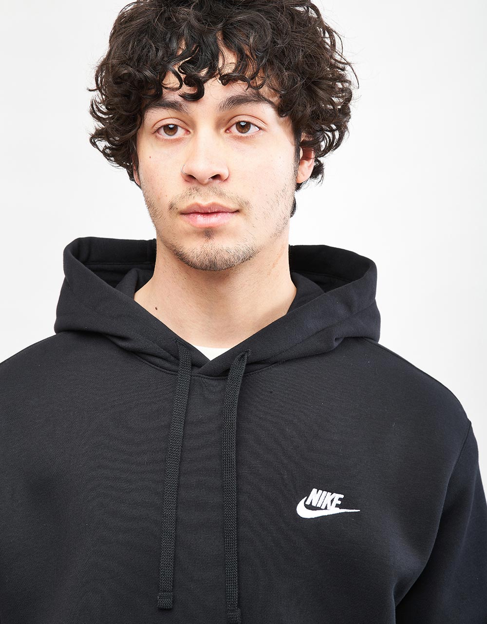 Felpa con cappuccio pullover Nike Club - Nero/Bianco