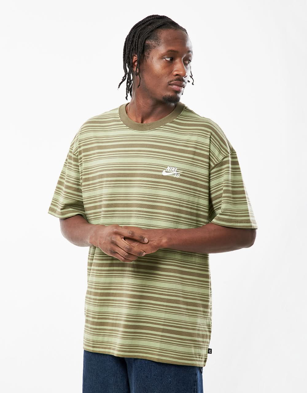 Nike SB Striped T-Shirt - Oil Green