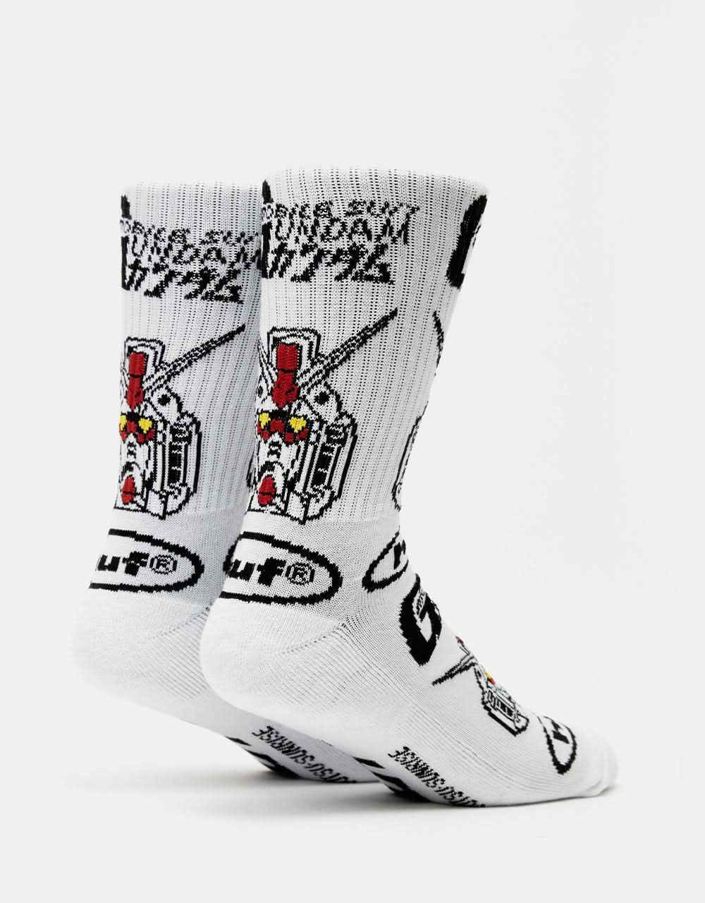 HUF x Mobile Suit Gundam Stacked EXCLUSIVE Crew Socks - White