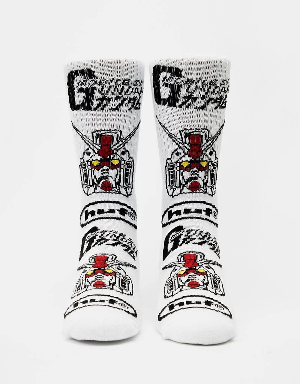 HUF x Mobile Suit Gundam Stacked EXCLUSIVE Crew Socks - White