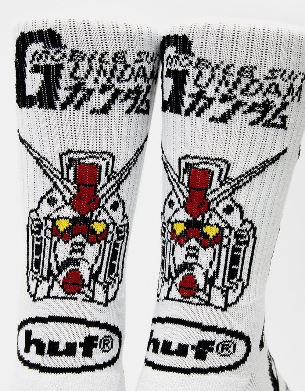 HUF x Mobile Suit Gundam Stacked EXCLUSIVE Crew Socks - White