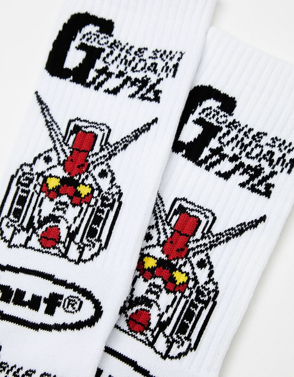 HUF x Mobile Suit Gundam Stacked EXCLUSIVE Crew Socks - White